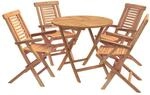 5-teiliges Klappbares Garten-bistro-set Natur Massivholz Teak Vidaxl