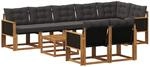 Outdoor-sofagarnitur 9 Stk. Natur Und Schwarz Vidaxl