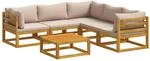 Sofa-set 6 Stk. Natur Massivholz Akazie Vidaxl