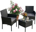 Relaxdays Gartenm&ouml;bel Set, 3-tlg. Rattan Sitzgruppe, 2 Personen, 2x Sessel &