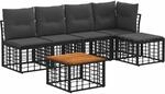 Vidaxl Outdoor Sofa Set 6 Pcs Black And Dark Grey Poly Rattan