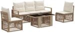 Gartensofa-set 6 Stk. Beige Und Cremewei&szlig; Poly-rattan Vidaxl