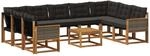 Outdoor-sofagarnitur 10 Stk. Natur Und Schwarz Vidaxl