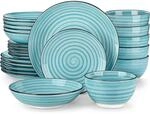 24-teiliges Tafelservice F&uuml;r 6 Personen, Steingut, Bonbon Blau, Modern,