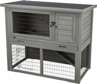 Kleintierstall Mit Freilauf- Gehege, 116x97x63cm, Grau