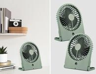 Schreibtisch Ventilator 2er Set - 3 Stufen, Gr&uuml;n H&ouml;he 23cm Akku & Usb-c...