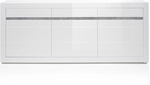 Sideboard In Hochglanz Wei&szlig; Cogo-61 Mit Griffmulden In Betonoptik Bxhxt: 217x90x42cm