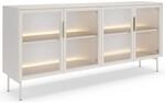 Selsey Lumi - Sideboard 4-t&uuml;rig Mit Glasfronten Und Led, Kaschmirgrau, 181 Cm