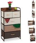 Schubladenschrank, 5 Stoff F&auml;cher, Ablage, Schlafzimmer Schr&auml;nkchen, Nachtkommode