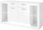 Sideboard In Hochglanz Wei&szlig; Mailand-61 Inkl. Led-beleuchtung B/h/t: 150/83/43cm