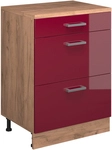 Erweiterungskommode Rion, Rot Hochglanz/goldkraft Eiche, 60 X 46 Cm Ohne Schr&auml;ge Mit