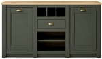Landhaus Anrichte Sideboard Cincinnati-61 In Gr&uuml;n Mit Wotaneiche, B/h/t:...