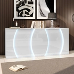 Sideboard Mit 3 T&uuml;ren, Stauraumm&ouml;bel Mit Led-t&uuml;ren, Wei&szlig;, Aus Spanplatten,