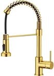 K&uuml;chenarmatur Mit Ausziehbrause, 360&deg; Schwenkbar, 2 Strahlarten, Geb&uuml;rstetes Gold