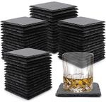 60x Schiefer Untersetzer 10,2 Cm Quadratisch Mit Kratzschutz F&uuml;r K&uuml;che & Bar