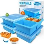 Silikon Eisw&uuml;rfelform F&uuml;r Suppe Mit Deckel, 4er Set, 250ml Portionen
