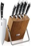 6-teiliges Messerblock-set Mit Kochmessern Aus Edelstahl, Holzblock Braun