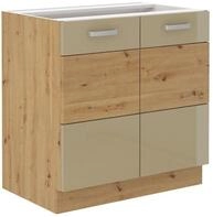 K&uuml;chen Preisbombe - Unterschrank 80 Cm Eiche Artisan + Cappuccino Hochglanz