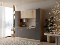 K&uuml;che K&uuml;chenzeile Singlek&uuml;che Eiche Grau Ingrid 210 Cm Ohne K&uuml;hlschrank...