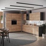 K&uuml;chenzeile Fame-line, Goldkraft Eiche/anthrazit, 460 Cm, Ap Anthrazit, Vicco