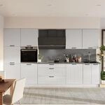 K&uuml;chenzeile Fame-line, Wei&szlig; Landhaus/wei&szlig;, 340 Cm Ohne Arbeitsplatte, Vicco