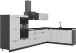 Eckk&uuml;che Fame-line, Wei&szlig; Landhaus/anthrazit, 347 X 207 Cm Ohne Arbeitsplatte, Vicco