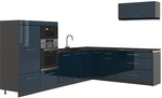 Eckk&uuml;che Fame-line, Dunkelblau Hochglanz/anthrazit, 327 X 227 Cm Ohne Arbeitsplatte,