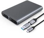 Am2c3-2sn Dual-laufwerksgeh&auml;use F&uuml;r M.2 Sata+nvme Usb-c 10 Gbit/s &ndash; Grau