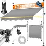Kesser&reg; Klemmmarkise Mit Handkurbel & Led-lichterkette - Grau, 150 Cm