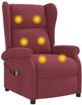 Wing Back Elektrischer Massagesessel Weinrot Stoff Vidaxl