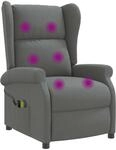 Wing Back Elektrischer Massagesessel Dunkelgrau Stoff Vidaxl