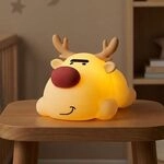 Led Tischleuchte Rudi Rentier Kinderzimmerlampe Nachtlicht Beige Silikon H 10 Cm