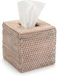 Kosmetikt&uuml;cherbox Aus Rattan, Quadratisch, Handgewebt, Wei&szlig;