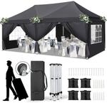 Partyzelt 3x6m, H&ouml;henverstellbar, Wasserdicht, Mit 6 Seitenteilen Und Sands&auml;cken
