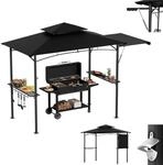 Grillpavillon Mit Seitenmarkise, Doppeldach, Ablagen & Haken