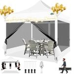 Faltpavillon 3x3m Wasserdicht Mit 4 Mesh-seitenw&auml;nden, H&ouml;henverstellbar