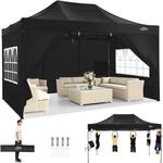 Faltpavillon 3x4.5m Wasserdicht Mit 4 Seitenteilen, Uv Schutz 50+