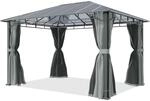 Toolport Gartenpavillon 3x4 M Alu-rahmen, Polycarbonat Dach Ca. 8mm, Grau - Mit