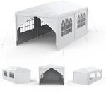 Gartenpavillon 3x6m Wei&szlig; Wasserdicht Mit 6 Seitenw&auml;nden Und Fenstern
