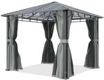 Toolport Gartenpavillon 3x3 M Alu-rahmen, Polycarbonat Dach Ca. 8mm, Grau - Mit