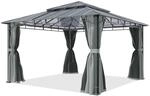 Toolport Gartenpavillon 4x4 M Alu-rahmen, Polycarbonat Dach Ca. 8mm, Grau - Mit