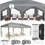 Faltpavillon 3x6m Grau Mit 6 Seitenteilen, Wasserdicht, Uv-schutz, H&ouml;henverstellbar