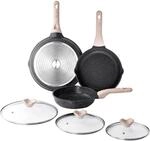 3-teiliges Bratpfannen-set Mit Deckel, Granit-beschichtung, Induktion, Pfoa-frei,