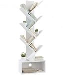 Relaxdays B&uuml;cherregal, 6 Ebenen, Hbt: 113 X 38 X 20 Cm, Baum-design, B&uuml;cher & Cds,