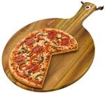 Relaxdays Pizzabrett, F&uuml;r &Oslash; 28 Cm Pizza, Akazienholz, Servierbrett Mit Griff,