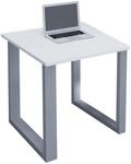 Lonau Schreibtisch 80x50cm Wei&szlig;, Silberfarben.