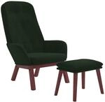 Relaxsessel Mit Hocker Dunkelgr&uuml;n Samt Vidaxl