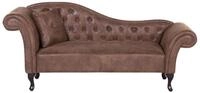 Beliani - Chaiselongue Linksseitig Braun Kunstleder Holzf&uuml;&szlig;e Glamour&ouml;s Mit