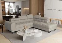 Ecksofa Schlafsofa Bastien Max In Stoff Primo Beige Ottomane Rechts