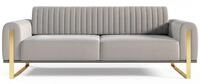 Selsey Parissa - Sofa, Samt Hellgrau Goldene F&uuml;&szlig;e, 228 Cm